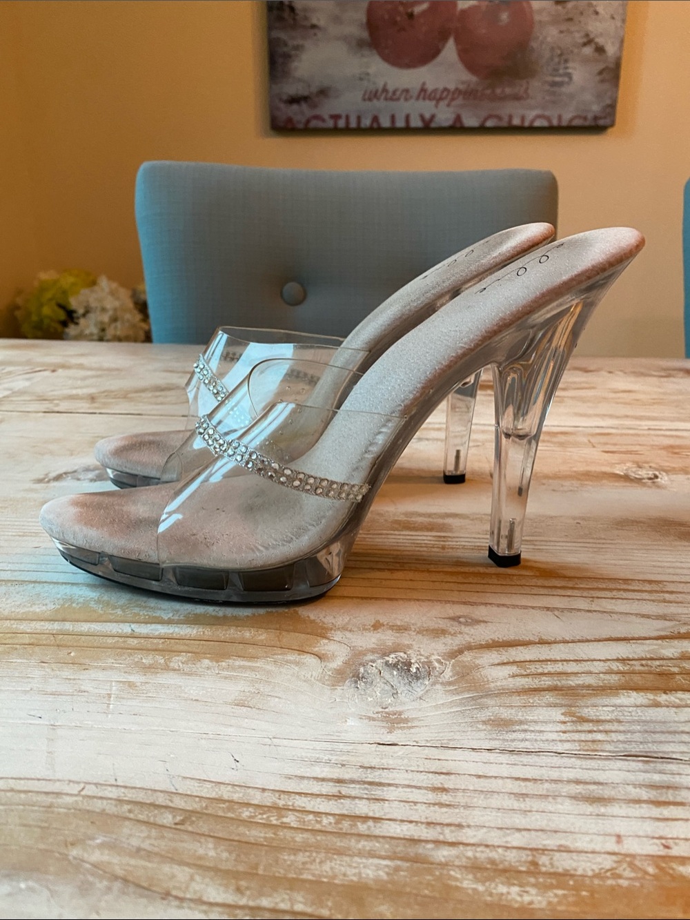 Ellie Clear 5 inch Heels with Rhinestone Strap